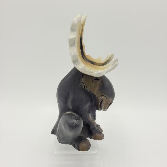Whimsical Sitting Moose Signed Resin 6" - Picture 8 of 14